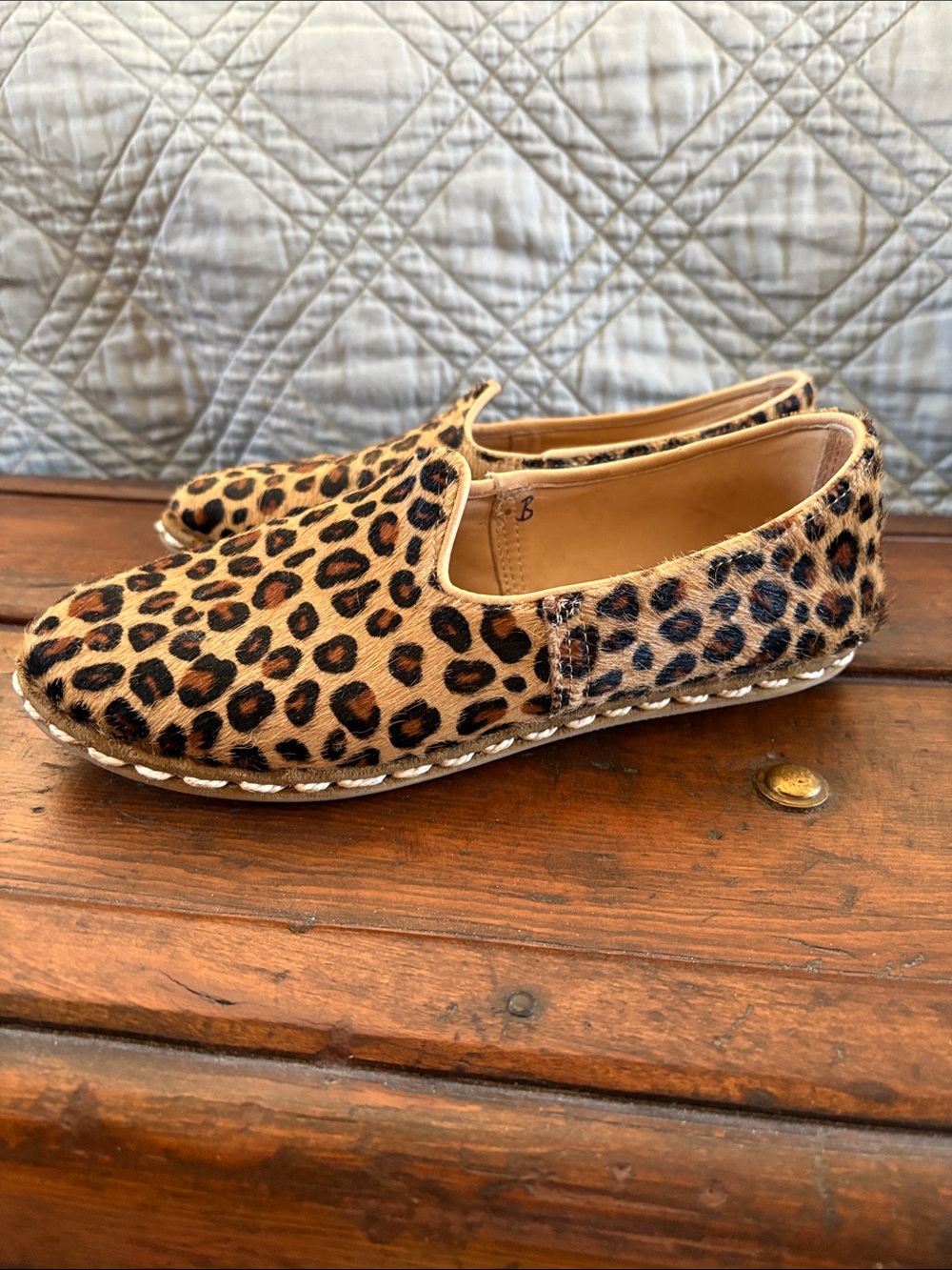 Sabah Leopard Print Slip-On Flats in Tan and Black